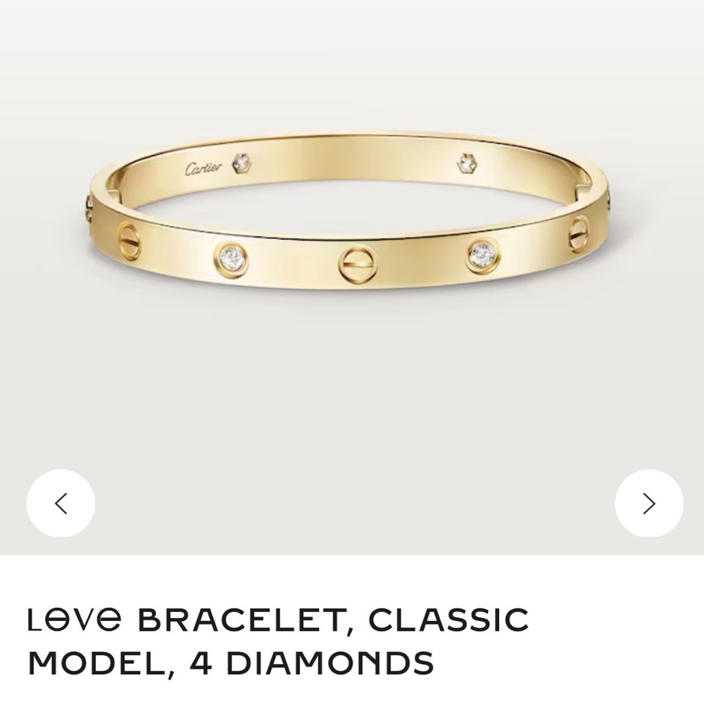 ISO Cartier Yellow Gold Classic Love Bracelet with 4 Diamonds